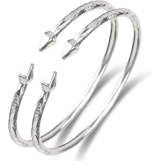 Pyramid .925 Sterling Silver West Indian Bangles, Made in the Usa, 1 pair
