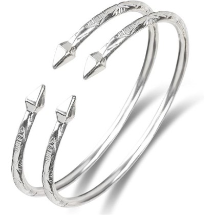Pyramid .925 Sterling Silver West Indian Bangles, Made in the Usa, 1 pair