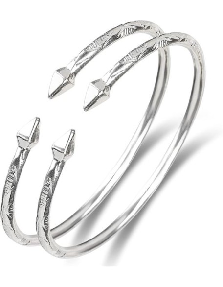 Pyramid .925 Sterling Silver West Indian Bangles, Made in the Usa, 1 pair