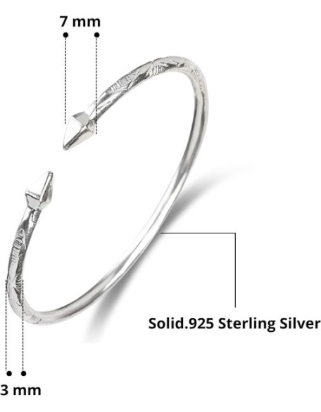 Pyramid .925 Sterling Silver West Indian Bangles, Made in the Usa, 1 pair