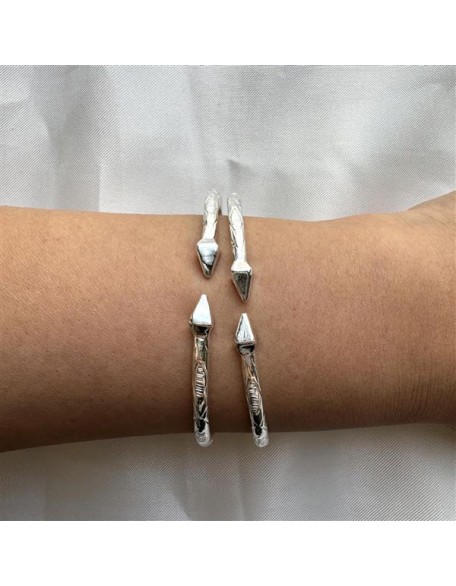Pyramid .925 Sterling Silver West Indian Bangles, Made in the Usa, 1 pair