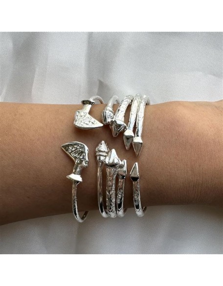 Pyramid .925 Sterling Silver West Indian Bangles, Made in the Usa, 1 pair