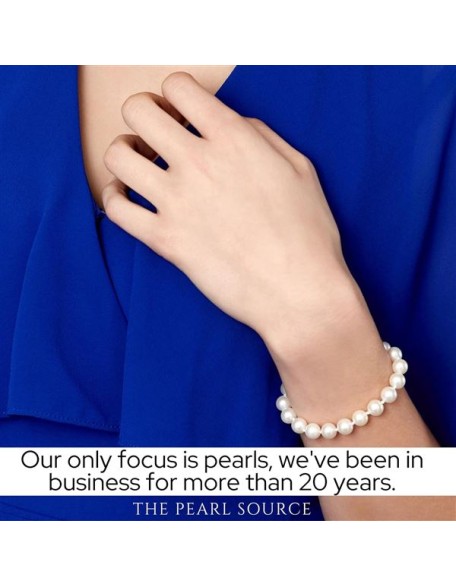 White Freshwater Pearl Bracelet for Women - Cultured Pearl Bracelet with 14k Gold Plated Clasp with Genuine Cultured Pearls, 7.0-7.5mm Pearl Gifts for Anniversary