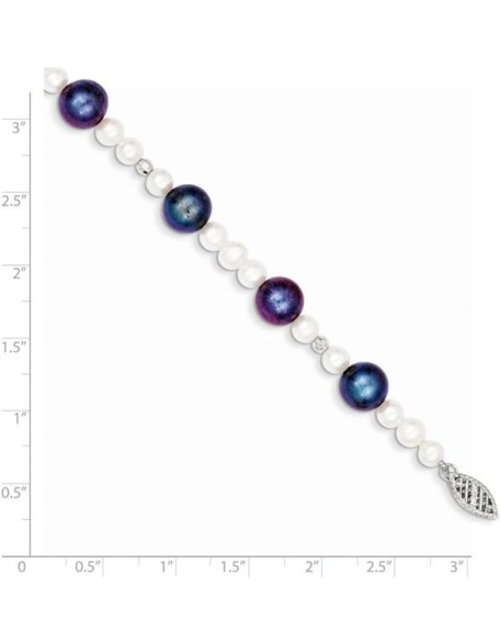14K White Gold Freshwater Cultured Peacock Pearl with Mirror Bead Bracelet