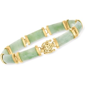 Jade Good Fortune Bracelet in 18kt Gold Over Sterling