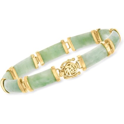 Jade Good Fortune Bracelet in 18kt Gold Over Sterling