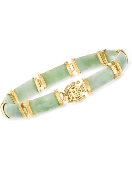 Jade Good Fortune Bracelet in 18kt Gold Over Sterling