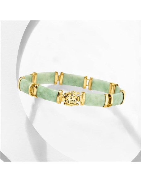 Jade Good Fortune Bracelet in 18kt Gold Over Sterling