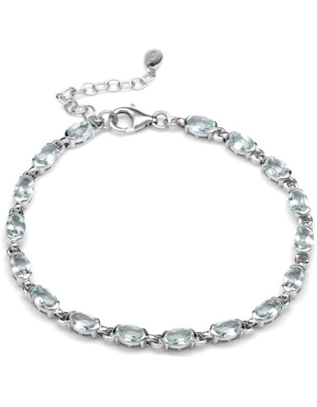 6X4mm Oval Shape Gemstone White Gold Plated 925 Sterling Silver Tennis 7 to 8.5 Inch Adjustable Bracelet Jewelry for Women