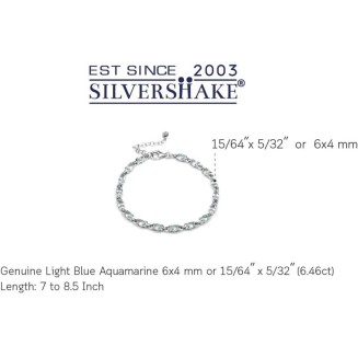 6X4mm Oval Shape Gemstone White Gold Plated 925 Sterling Silver Tennis 7 to 8.5 Inch Adjustable Bracelet Jewelry for Women