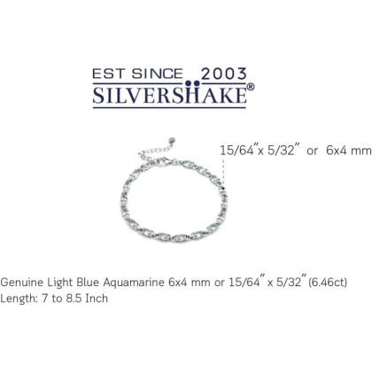 6X4mm Oval Shape Gemstone White Gold Plated 925 Sterling Silver Tennis 7 to 8.5 Inch Adjustable Bracelet Jewelry for Women