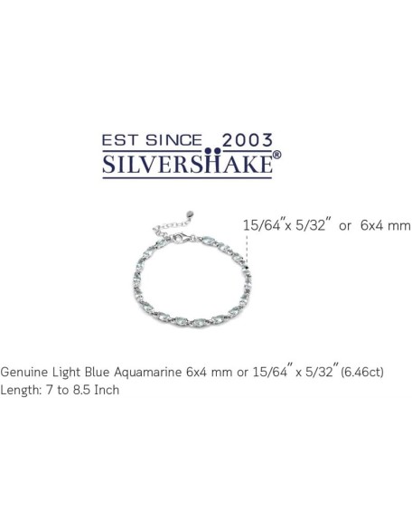 6X4mm Oval Shape Gemstone White Gold Plated 925 Sterling Silver Tennis 7 to 8.5 Inch Adjustable Bracelet Jewelry for Women