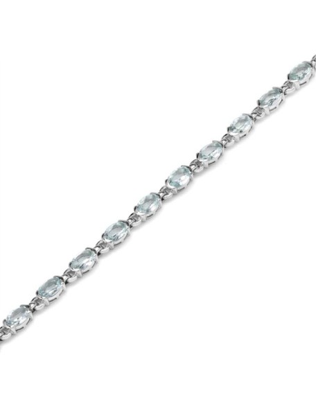6X4mm Oval Shape Gemstone White Gold Plated 925 Sterling Silver Tennis 7 to 8.5 Inch Adjustable Bracelet Jewelry for Women