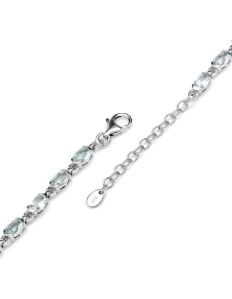 6X4mm Oval Shape Gemstone White Gold Plated 925 Sterling Silver Tennis 7 to 8.5 Inch Adjustable Bracelet Jewelry for Women