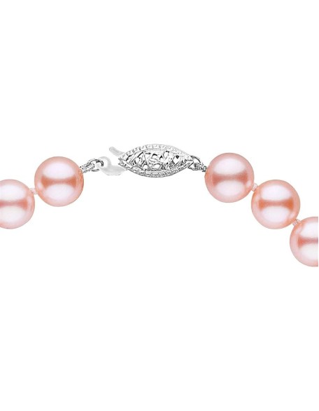 14K Gold AAAA Pink Freshwater Cultured Pearl Silk-Knotted Strand Bracelet with Fishhook Clasp - Choice of Pearl Size, Bracelet Length and Clasp Color