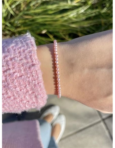 14K Gold AAAA Pink Freshwater Cultured Pearl Silk-Knotted Strand Bracelet with Fishhook Clasp - Choice of Pearl Size, Bracelet Length and Clasp Color