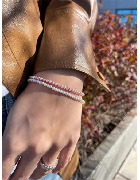 14K Gold AAAA Pink Freshwater Cultured Pearl Silk-Knotted Strand Bracelet with Fishhook Clasp - Choice of Pearl Size, Bracelet Length and Clasp Color