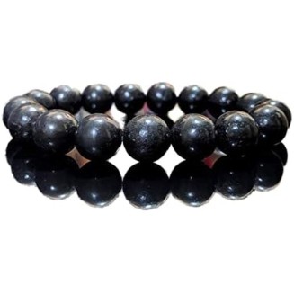 Jewelry 100% Natural SHUNGITE Bead Bracelet for Men (Stretch) 12mm