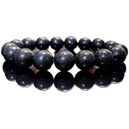 Jewelry 100% Natural SHUNGITE Bead Bracelet for Men (Stretch) 12mm