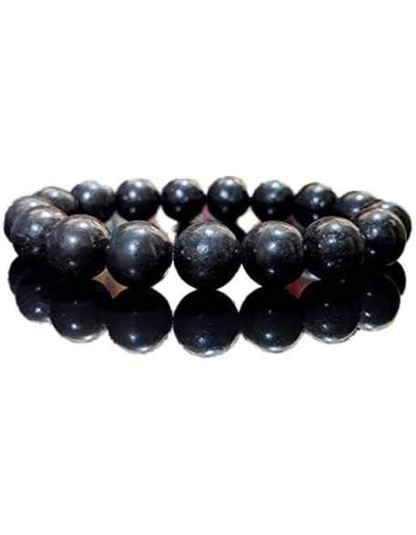 Jewelry 100% Natural SHUNGITE Bead Bracelet for Men (Stretch) 12mm