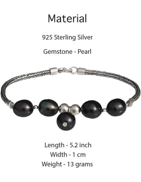 925 Sterling Silver Designer Bracelet for Women Pearl Gemstone Fashion Jewelry Gift and Party Bracelet Snake Chain Bracelet