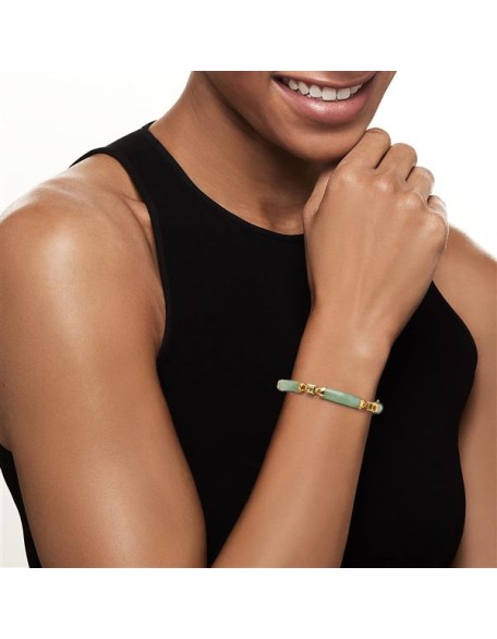 Jade and 1.50 ct. t.w. Peridot Good Fortune Bracelet in 18kt Gold Over Sterling. 8.5 inches