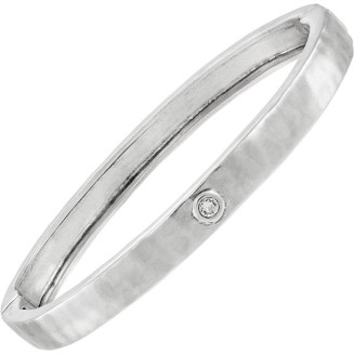 'Bliss' Sterling Silver Crystal Bangle Bracelet, 7.5"