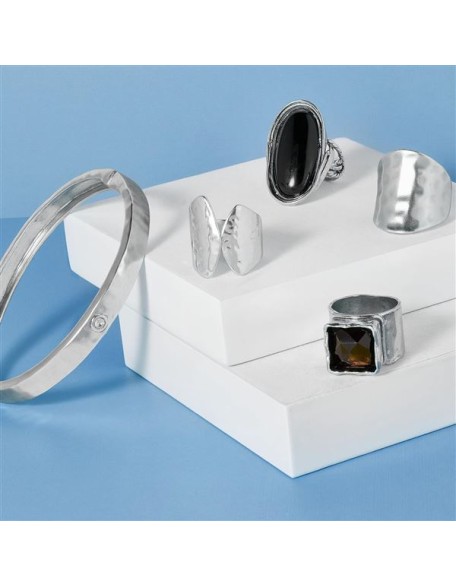 'Bliss' Sterling Silver Crystal Bangle Bracelet, 7.5"