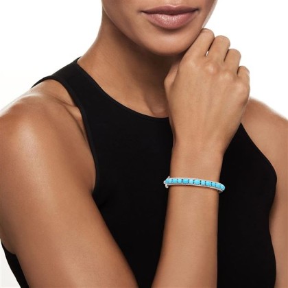 Turquoise Bangle Bracelet in Sterling Silver. 7 inches