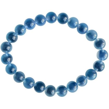 Natural Blue Agate Bracelet Clear Round Beads Woman Men Candy Blue Agate Bracelet Stone Rare 8mm 10mm 12mm Crystal