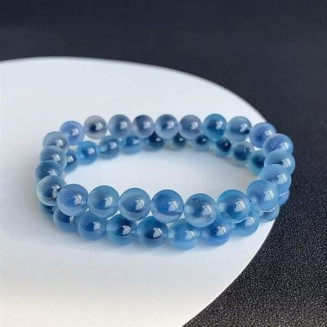 Natural Blue Agate Bracelet Clear Round Beads Woman Men Candy Blue Agate Bracelet Stone Rare 8mm 10mm 12mm Crystal
