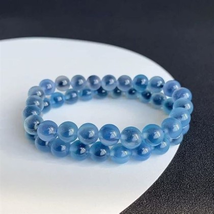 Natural Blue Agate Bracelet Clear Round Beads Woman Men Candy Blue Agate Bracelet Stone Rare 8mm 10mm 12mm Crystal