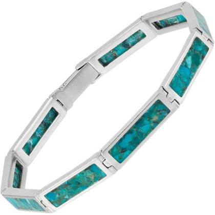 'Triumph' Sterling Silver Compressed Turquoise TennisBracelet, 7"