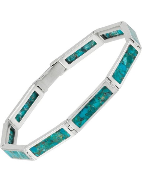 'Triumph' Sterling Silver Compressed Turquoise TennisBracelet, 7"