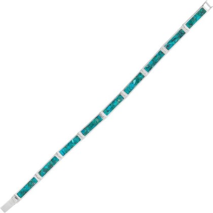 'Triumph' Sterling Silver Compressed Turquoise TennisBracelet, 7"