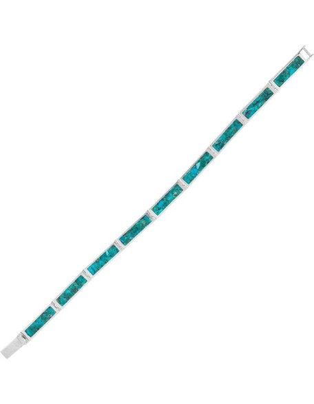 'Triumph' Sterling Silver Compressed Turquoise TennisBracelet, 7"