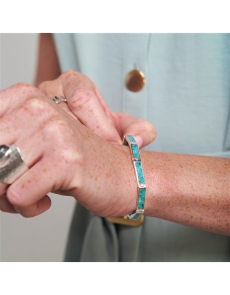 'Triumph' Sterling Silver Compressed Turquoise TennisBracelet, 7"