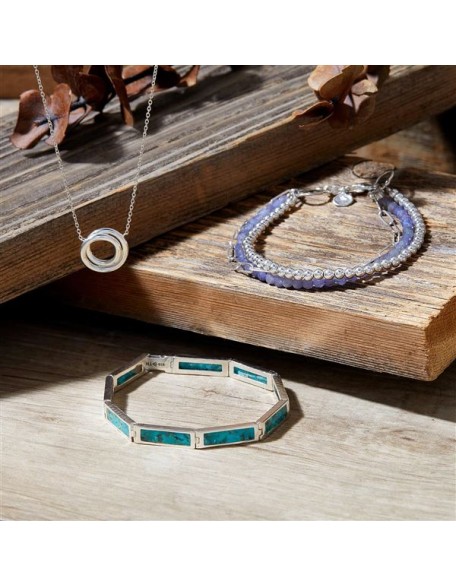 'Triumph' Sterling Silver Compressed Turquoise TennisBracelet, 7"