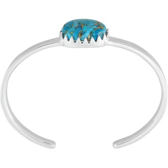 'High Skyline’ Sterling Silver Compressed Turquoise Cuff Bracelet, 6.5”