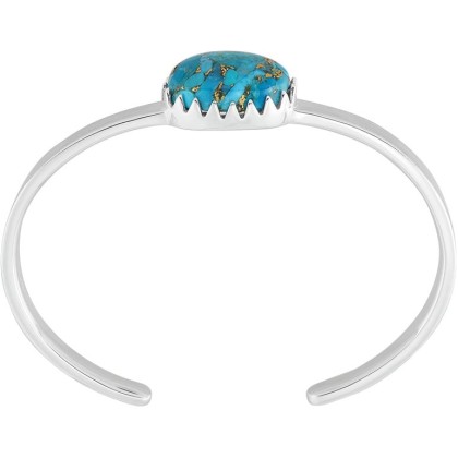 'High Skyline’ Sterling Silver Compressed Turquoise Cuff Bracelet, 6.5”