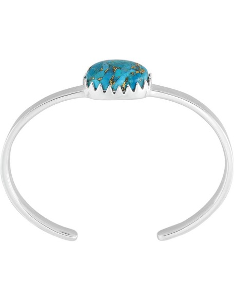 'High Skyline’ Sterling Silver Compressed Turquoise Cuff Bracelet, 6.5”