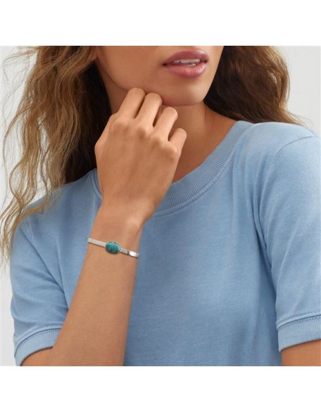 'High Skyline’ Sterling Silver Compressed Turquoise Cuff Bracelet, 6.5”