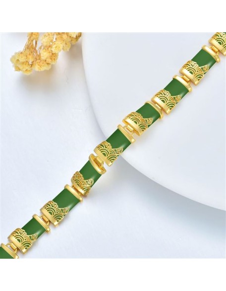 Jade Bracelets for Women 18kt Gold Plated Sterling Silver Fortune Bangle Bracelet Fine Jewelry Birthday Mothers Day Christmas Gifts for Mom Grandma Wife Sister