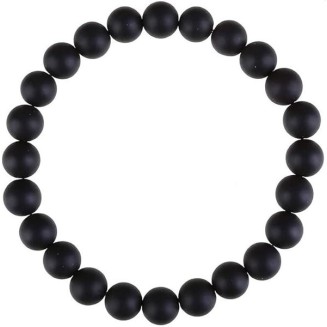 Natural Black Matte Agate 8mm rondelle smooth 7inch Semi-Precious Gemstones Beaded Bracelets for Men Women Healing Crystal Stretch Beaded Bracelet Unisex