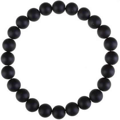 Natural Black Matte Agate 8mm rondelle smooth 7inch Semi-Precious Gemstones Beaded Bracelets for Men Women Healing Crystal Stretch Beaded Bracelet Unisex