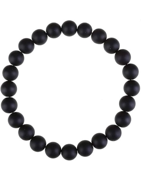 Natural Black Matte Agate 8mm rondelle smooth 7inch Semi-Precious Gemstones Beaded Bracelets for Men Women Healing Crystal Stretch Beaded Bracelet Unisex