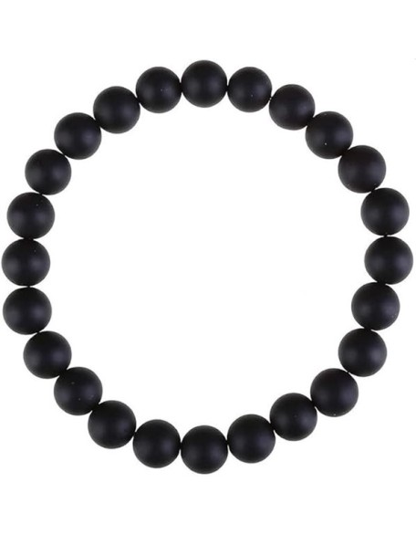 Natural Black Matte Agate 8mm rondelle smooth 7inch Semi-Precious Gemstones Beaded Bracelets for Men Women Healing Crystal Stretch Beaded Bracelet Unisex