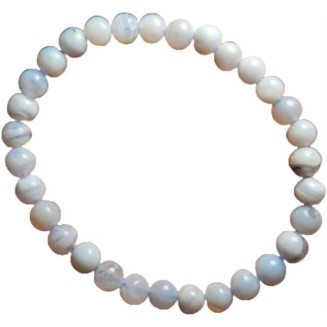 Natural Blue Lace Agate 6mm rondelle smooth 7inch Semi-Precious Gemstones Beaded Bracelets for Men Women Healing Crystal Stretch Beaded Bracelet Unisex