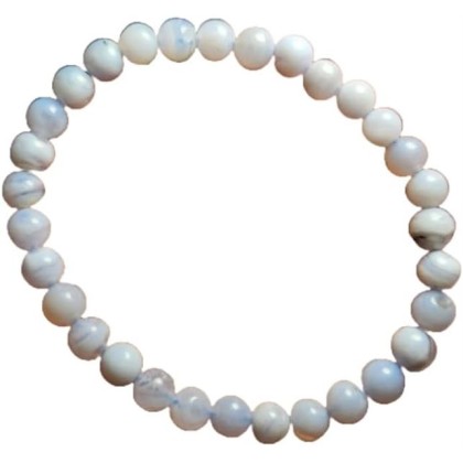Natural Blue Lace Agate 6mm rondelle smooth 7inch Semi-Precious Gemstones Beaded Bracelets for Men Women Healing Crystal Stretch Beaded Bracelet Unisex