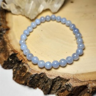 Natural Blue Lace Agate 6mm rondelle smooth 7inch Semi-Precious Gemstones Beaded Bracelets for Men Women Healing Crystal Stretch Beaded Bracelet Unisex